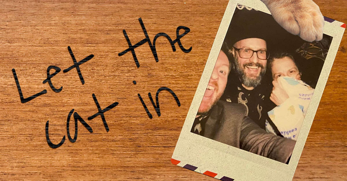LTCI new_Web fullwidth3 Let The Cat In – a ginger cat paw holds down a polaroid photograph of Aaron Dries, J. Ashley-Smith and Kaaron Warren